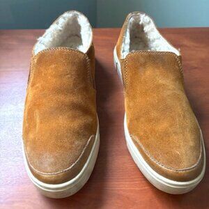 EUC FRYE Loafer Womens Size 9 Brown Suede Slip-On Cozy Shearling Lined 3471082